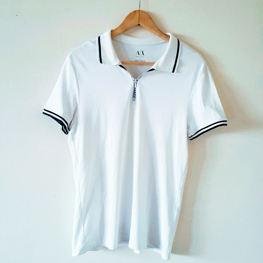 Armani Exchange Short Sleeved Polo T Shirt White L